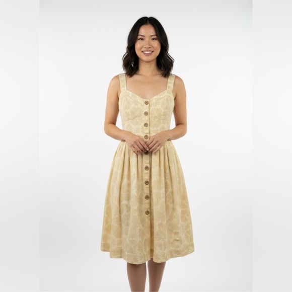 Anthropologie Dresses & Skirts - Maeve by Anthropologie Cotton Yellow Seersucker Button-Front Cafe Dress Sz 6